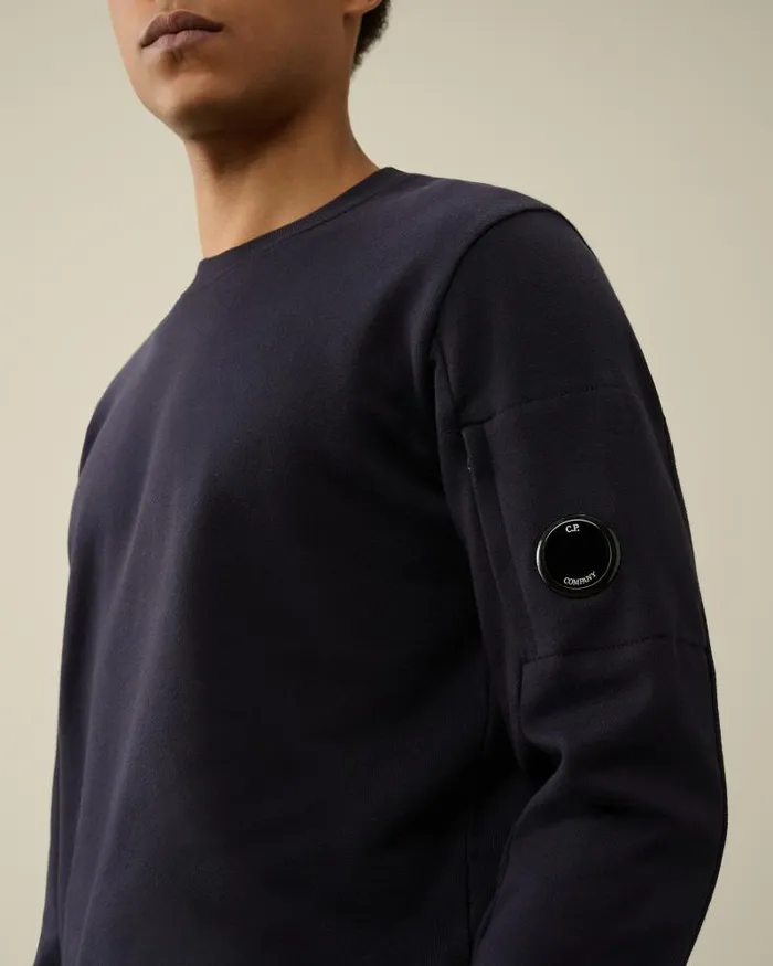Man Diagonal Raised Fleece Sweatshirt Total Eclipse 8211 Blue CP Company Sweatshirts
