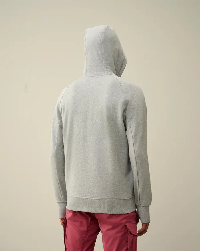 Man Diagonal Raised Fleece Zipped Hoodie Grey Melange CP Company Sweatshirts