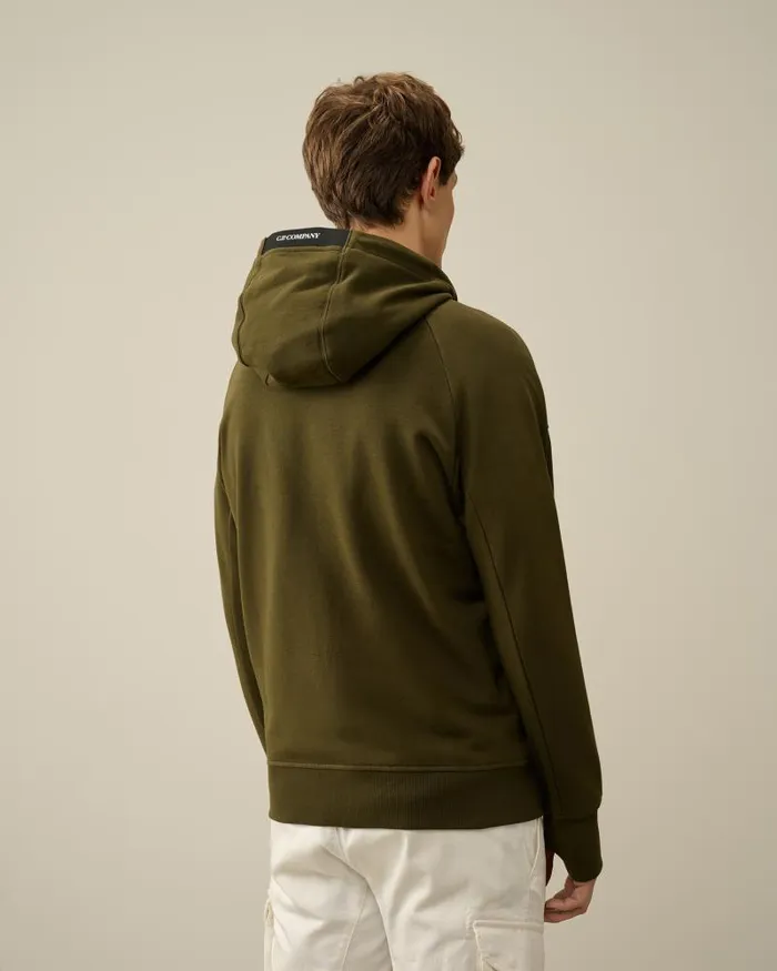 Man Diagonal Raised Fleece Zipped Hoodie Ivy Green CP Company Sweatshirts