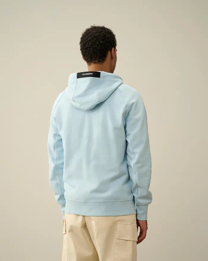 Man Diagonal Raised Fleece Zipped Hoodie Starlight Blue CP Company Sweatshirts