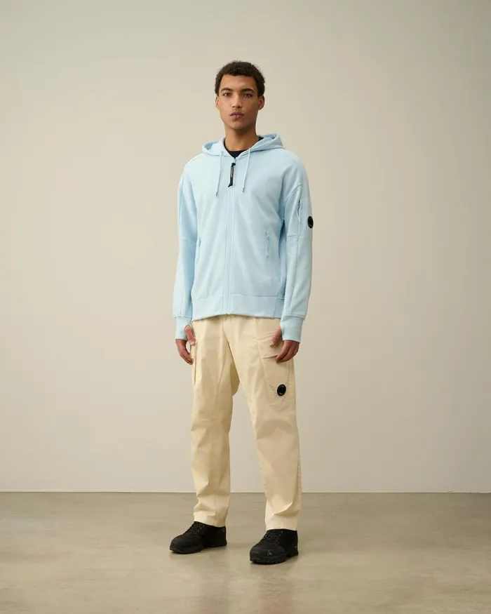 Man Diagonal Raised Fleece Zipped Hoodie Starlight Blue CP Company Sweatshirts