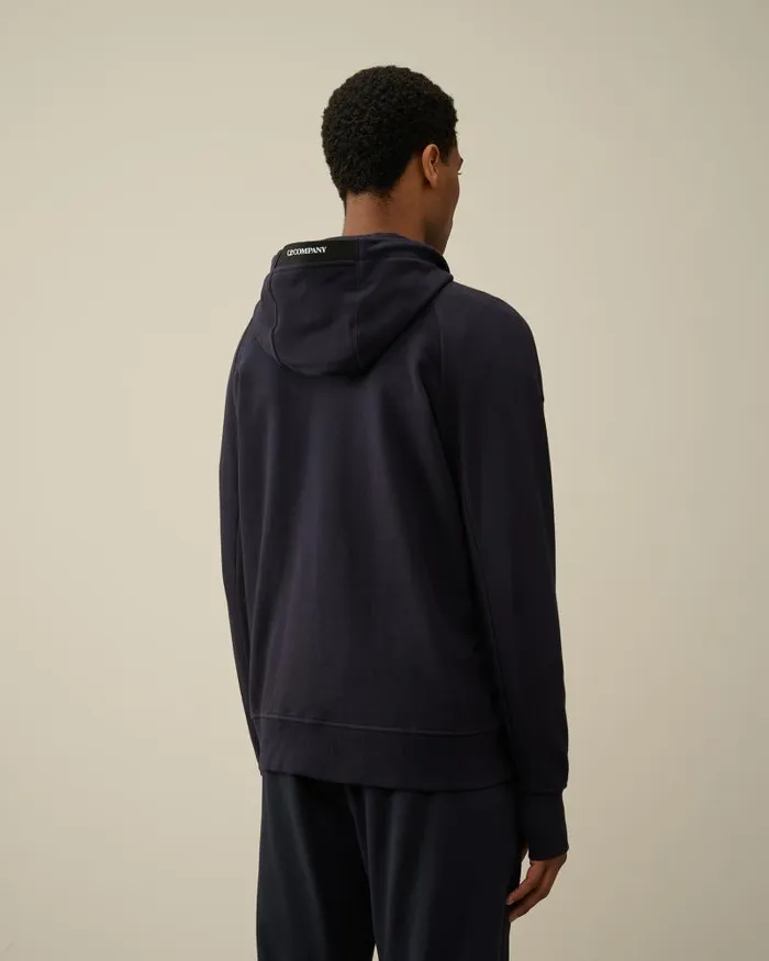 Man Diagonal Raised Fleece Zipped Hoodie Total Eclipse 8211 Blue CP Company Sweatshirts