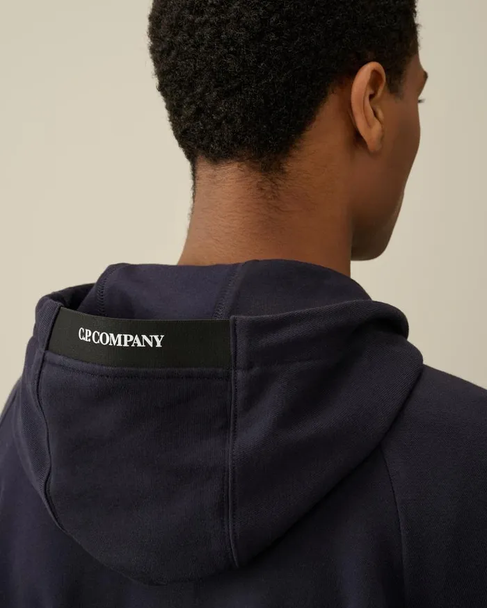 Man Diagonal Raised Fleece Zipped Hoodie Total Eclipse 8211 Blue CP Company Sweatshirts