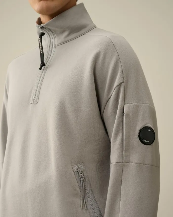Man Diagonal Raised Fleece Zipped Sweatshirt Drizzle Grey CP Company Sweatshirts