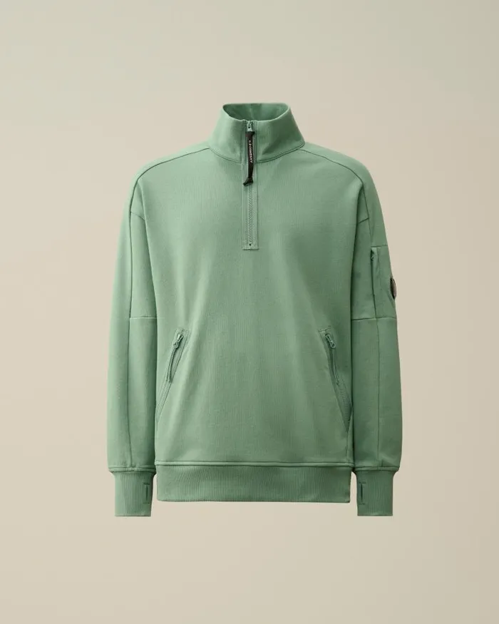 Man Diagonal Raised Fleece Zipped Sweatshirt Green Bay CP Company Sweatshirts