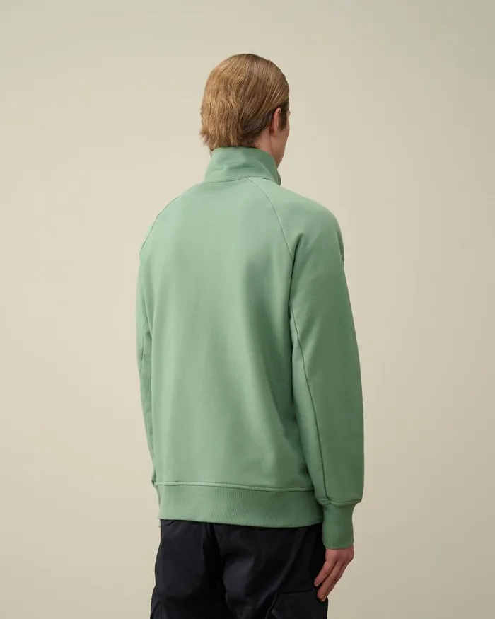 Man Diagonal Raised Fleece Zipped Sweatshirt Green Bay CP Company Sweatshirts