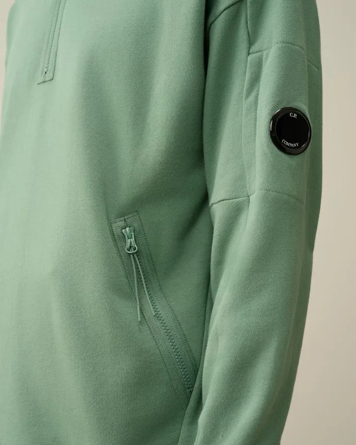 Man Diagonal Raised Fleece Zipped Sweatshirt Green Bay CP Company Sweatshirts