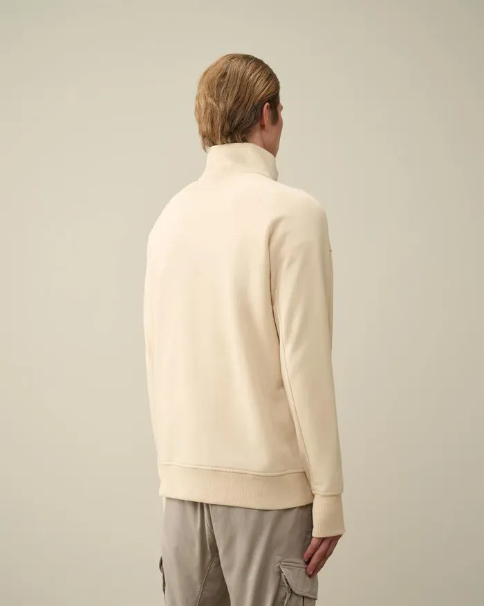 Man Diagonal Raised Fleece Zipped Sweatshirt Pistachio Shell 8211 Beige CP Company Sweatshirts