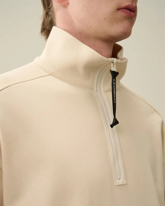 Man Diagonal Raised Fleece Zipped Sweatshirt Pistachio Shell 8211 Beige CP Company Sweatshirts