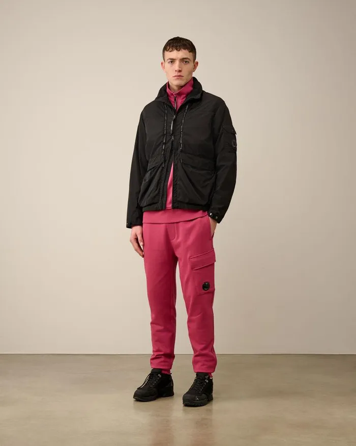Man Diagonal Raised Fleece Zipped Sweatshirt Red Bud CP Company Sweatshirts