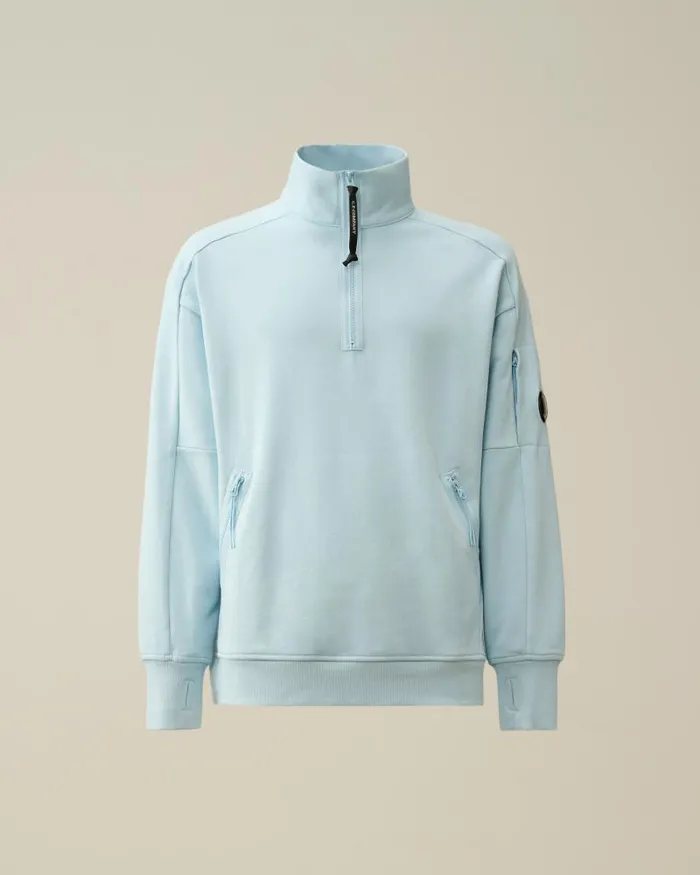 Man Diagonal Raised Fleece Zipped Sweatshirt Starlight Blue CP Company Sweatshirts Man Diagonal Raised Fleece Zipped Sweatshirt Starlight Blue CP Company Sweatshirts