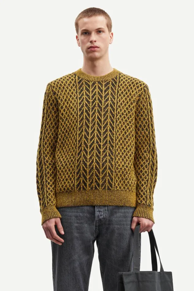 Man Ethan Crew Neck 15055 Golden Spice Mel Samse Samse Knitwear