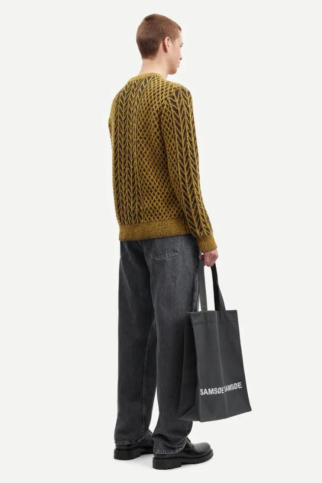 Man Ethan Crew Neck 15055 Golden Spice Mel Samse Samse Knitwear