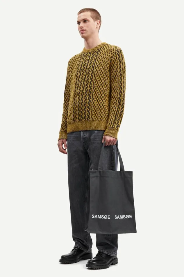 Man Ethan Crew Neck 15055 Golden Spice Mel Samse Samse Knitwear