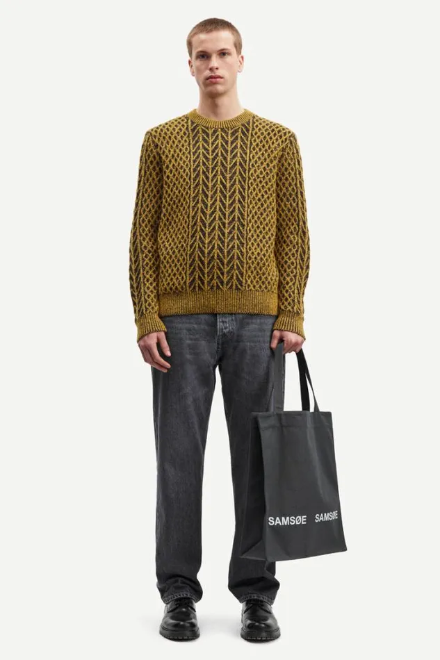 Man Ethan Crew Neck 15055 Golden Spice Mel Samse Samse Knitwear