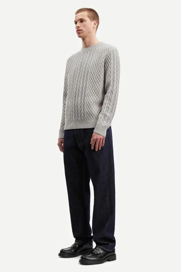 Man Ethan Crew Neck 15055 Ultimate Gray Mel Samse Samse Knitwear