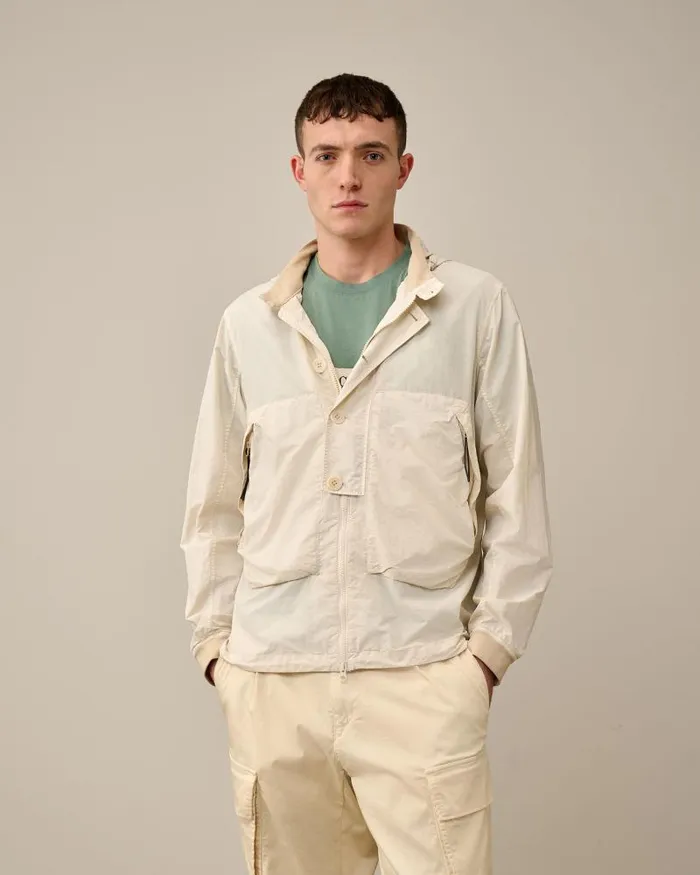 Man Flatt Nylon Goggle Overshirt Pistachio Shell 8211 Beige CP Company Overshirt