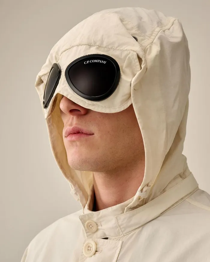 Man Flatt Nylon Goggle Overshirt Pistachio Shell 8211 Beige CP Company Overshirt