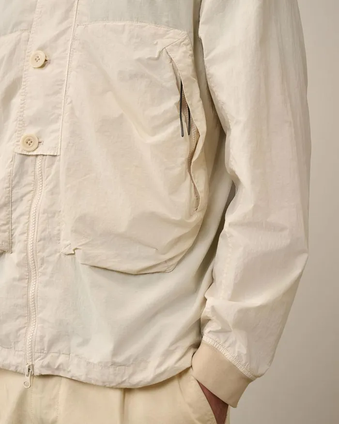 Man Flatt Nylon Goggle Overshirt Pistachio Shell 8211 Beige CP Company Overshirt