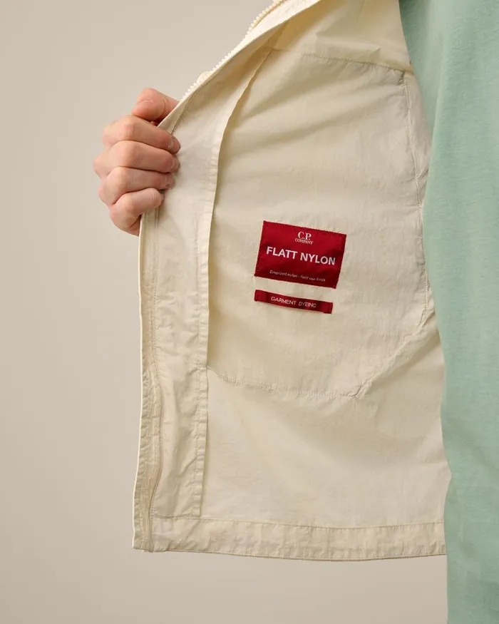 Man Flatt Nylon Goggle Overshirt Pistachio Shell 8211 Beige CP Company Overshirt