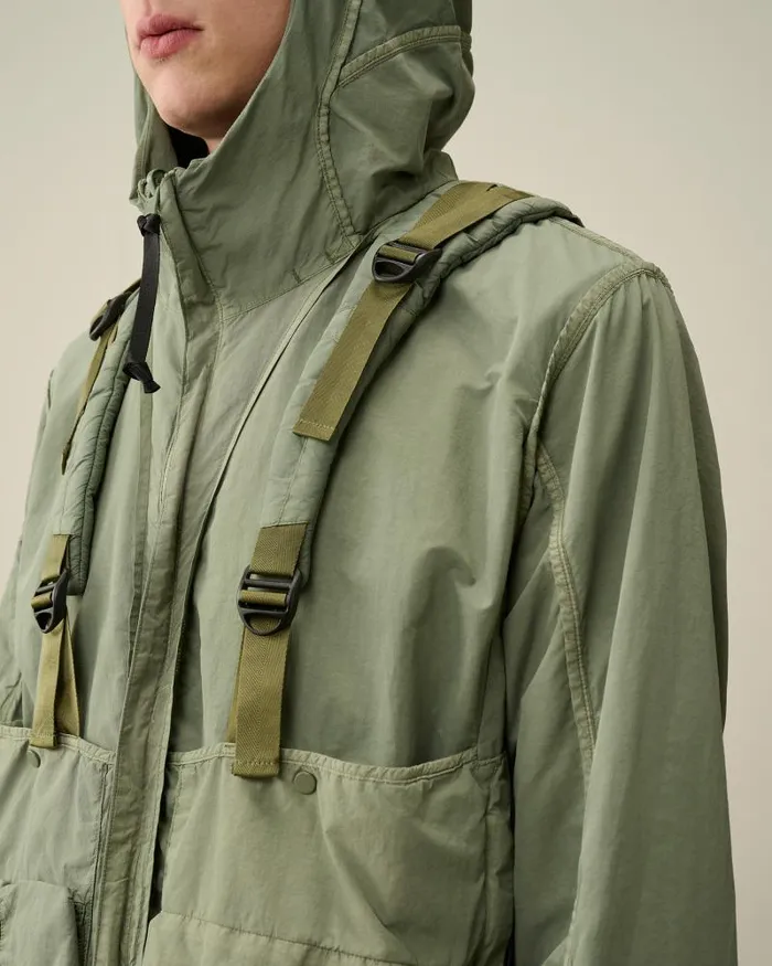 Man Flatt Nylon Reversible Hooded Jacket Agave Green CP Company Jacket and Coats