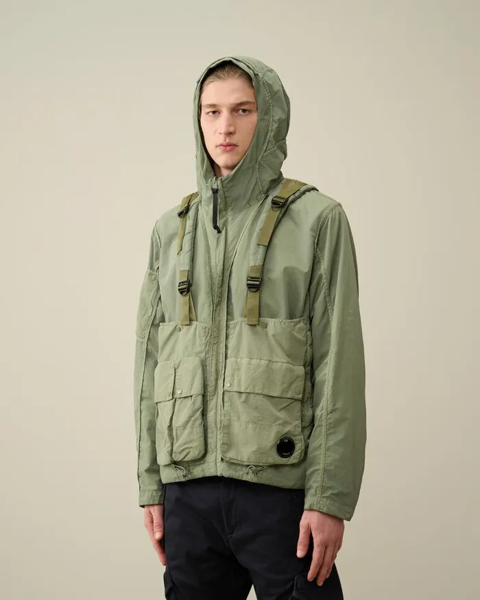 Man Flatt Nylon Reversible Hooded Jacket Agave Green CP Company Jacket and Coats