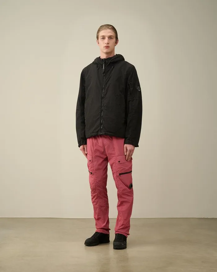 Man Flatt Nylon Reversible Hooded Jacket Black CP Company Jacket and Coats