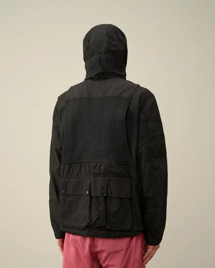 Man Flatt Nylon Reversible Hooded Jacket Black CP Company Jacket and Coats