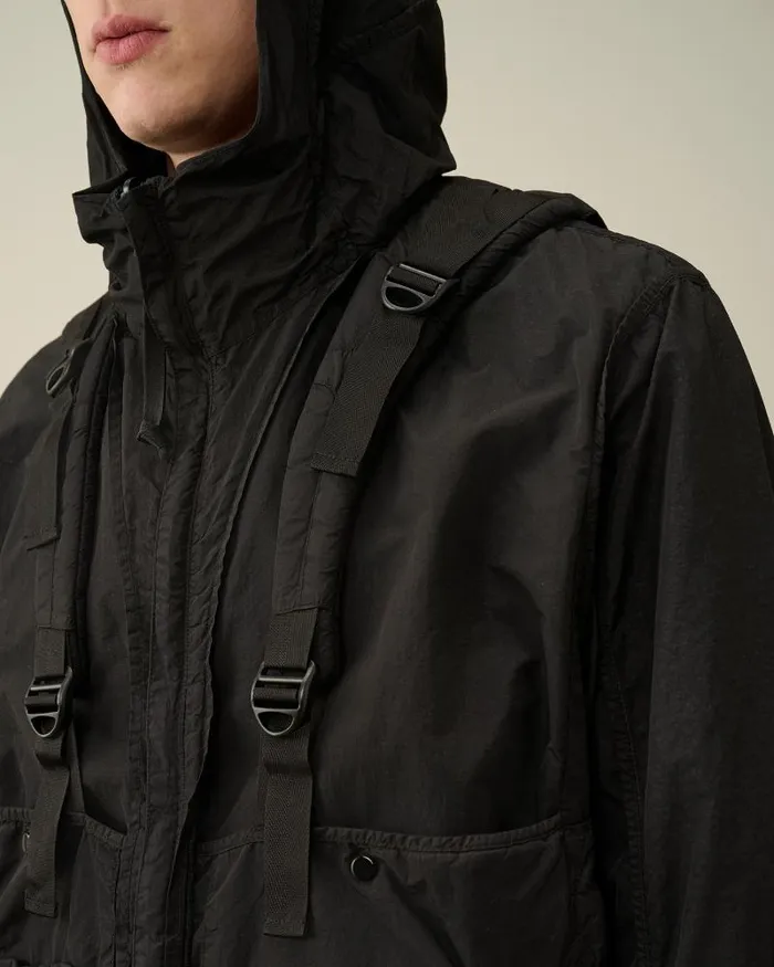 Man Flatt Nylon Reversible Hooded Jacket Black CP Company Jacket and Coats