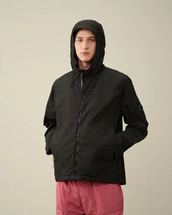 Man Flatt Nylon Reversible Hooded Jacket Black CP Company Jacket and Coats