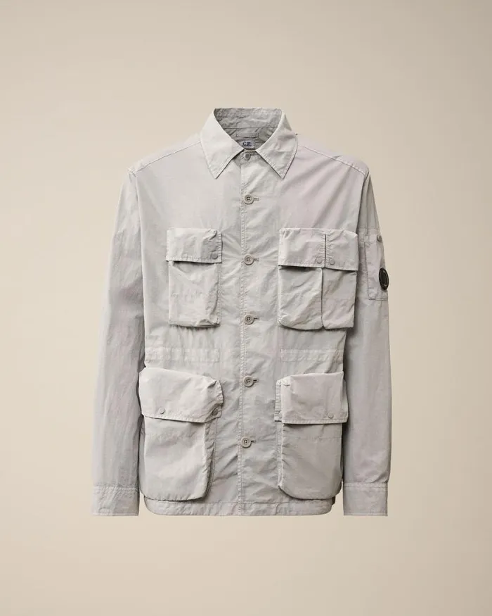 Man Flatt Nylon Utility Overshirt Drizzle Grey CP Company Overshirt