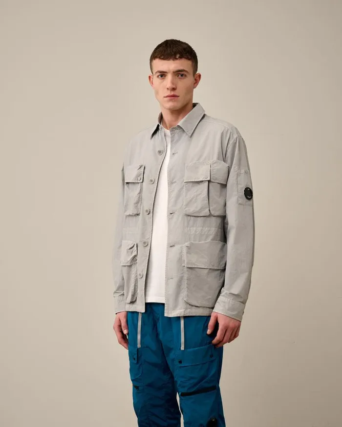 Man Flatt Nylon Utility Overshirt Drizzle Grey CP Company Overshirt