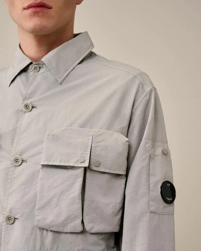 Man Flatt Nylon Utility Overshirt Drizzle Grey CP Company Overshirt