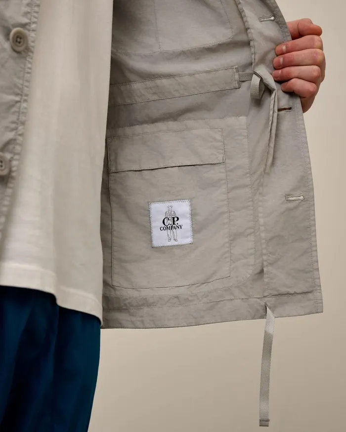 Man Flatt Nylon Utility Overshirt Drizzle Grey CP Company Overshirt
