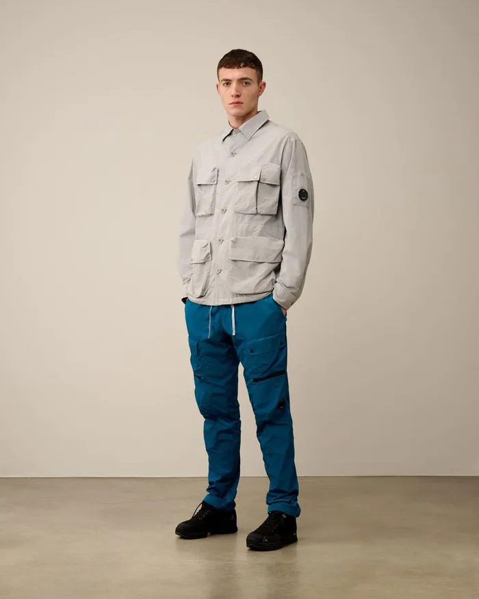 Man Flatt Nylon Utility Overshirt Drizzle Grey CP Company Overshirt