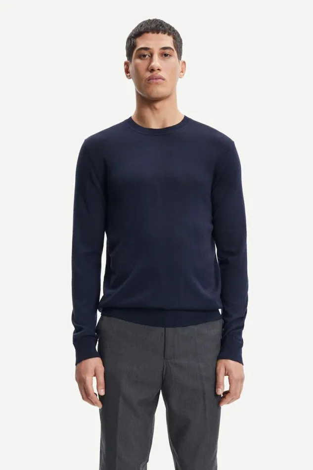 Man Flemming Crew Neck 3111 Night Sky Samse Samse Knitwear