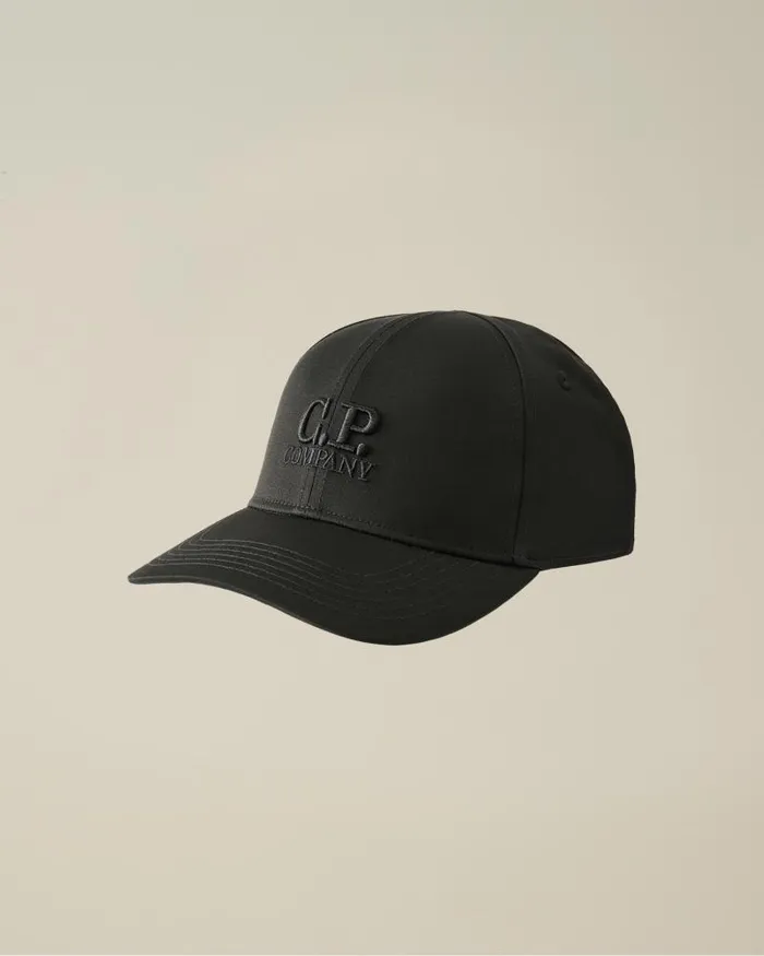 Man Gabardine Logo Cap Black CP Company Hats