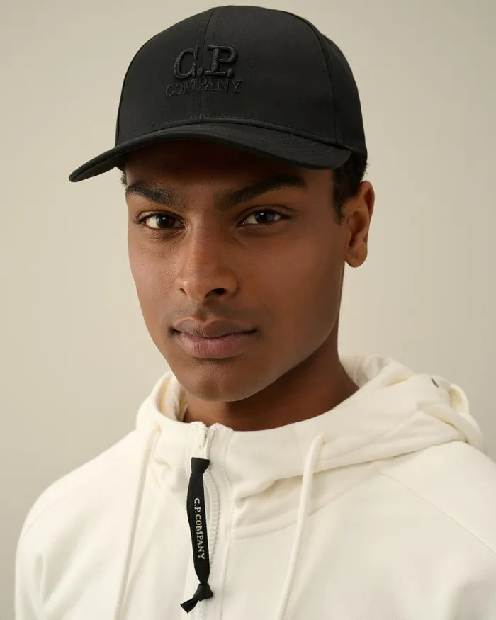 Man Gabardine Logo Cap Black CP Company Hats