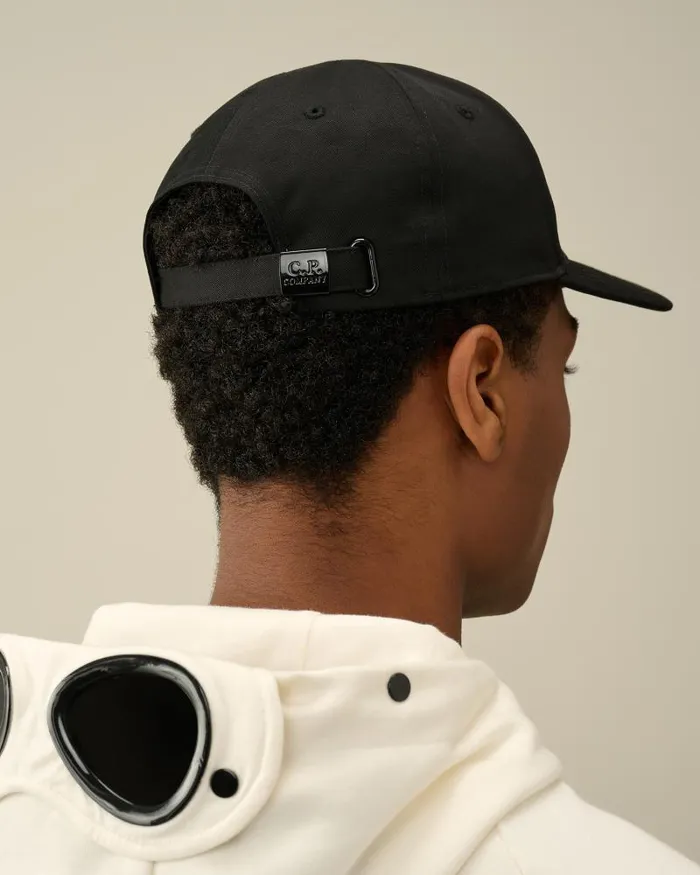 Man Gabardine Logo Cap Black CP Company Hats