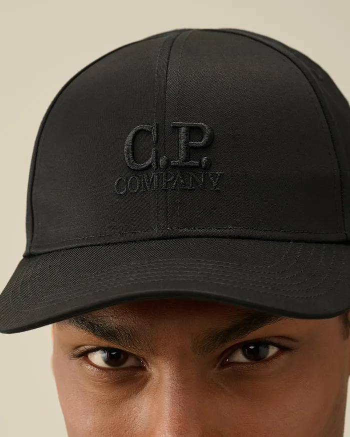 Man Gabardine Logo Cap Black CP Company Hats