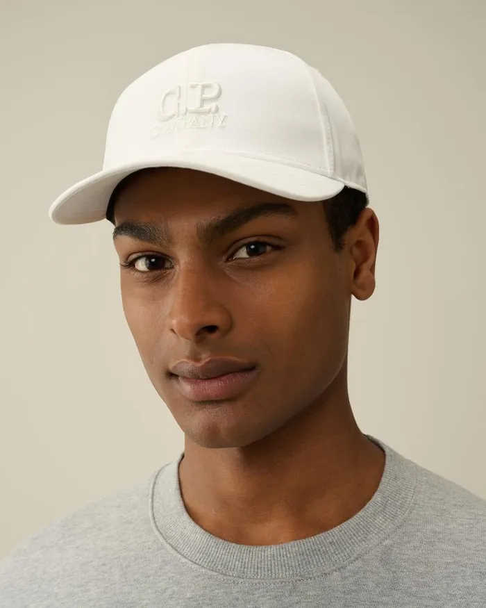 Man Gabardine Logo Cap Gauze White CP Company Hats