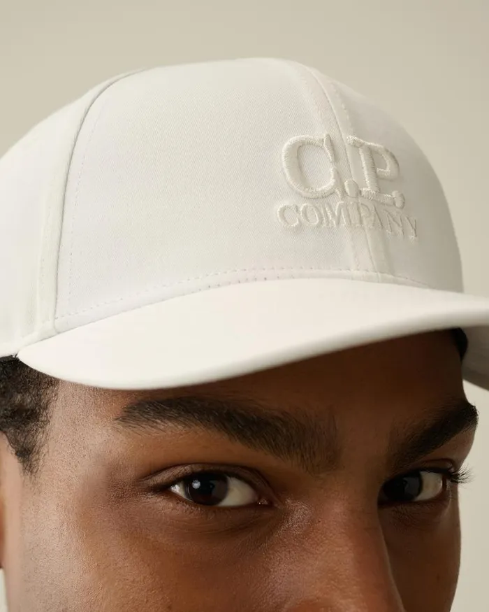 Man Gabardine Logo Cap Gauze White CP Company Hats
