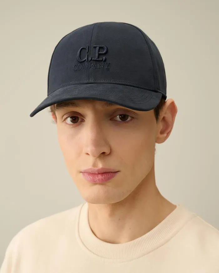 Man Gabardine Logo Cap Total Eclipse 8211 Blue CP Company Hats