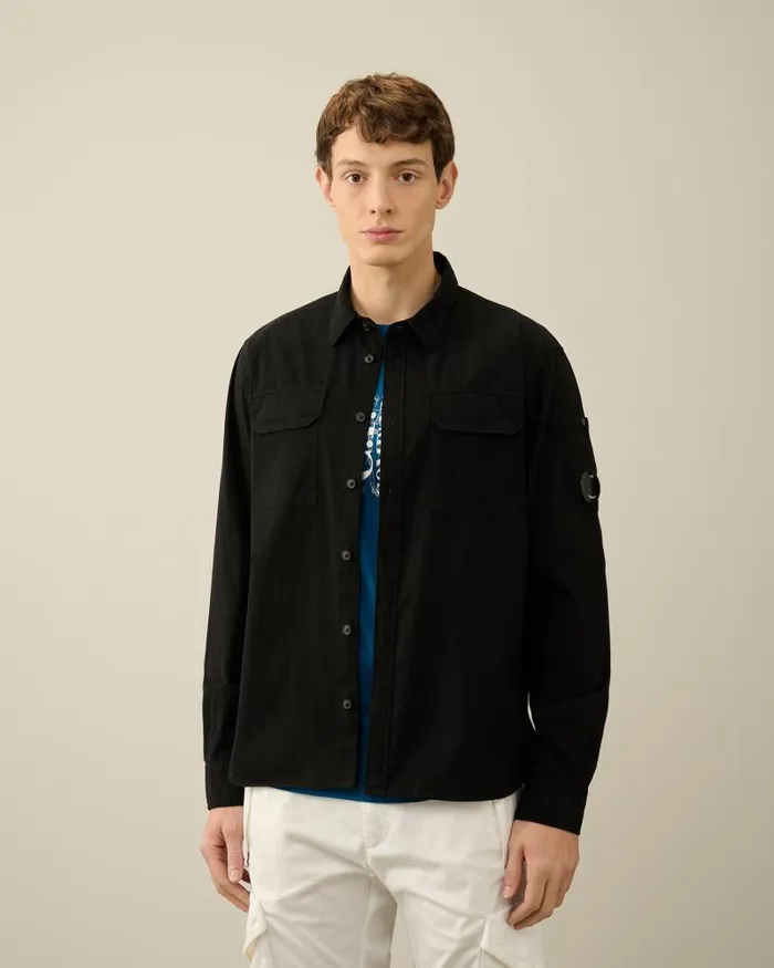 Man Gabardine Pockets Shirt Black CP Company Shirt