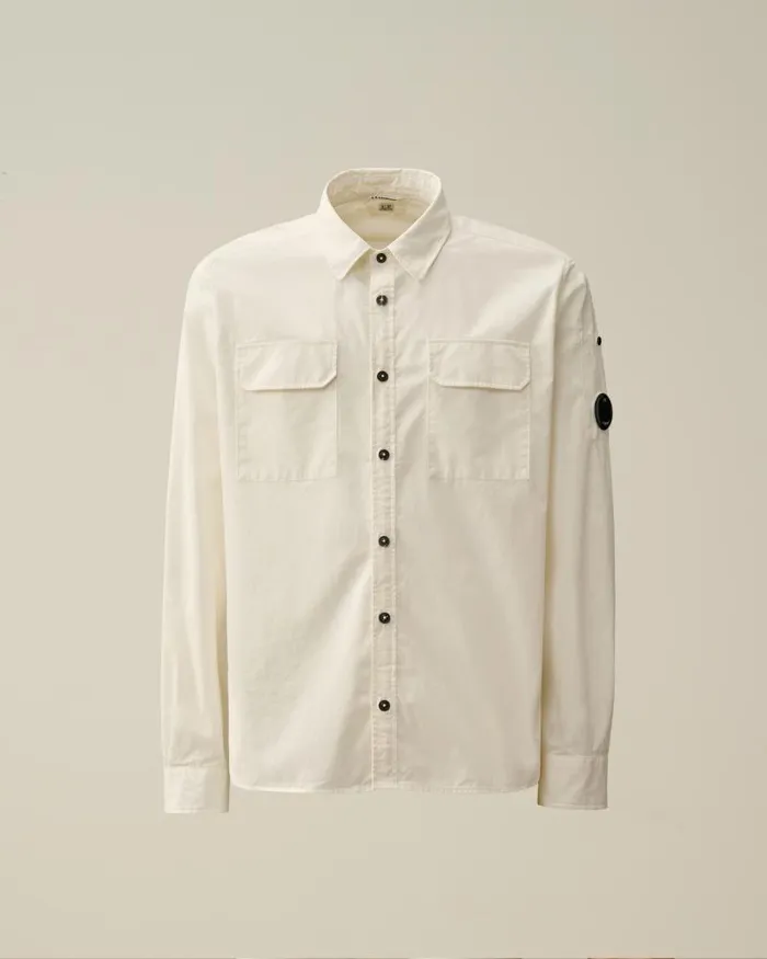 Man Gabardine Pockets Shirt Gauze White CP Company Shirt