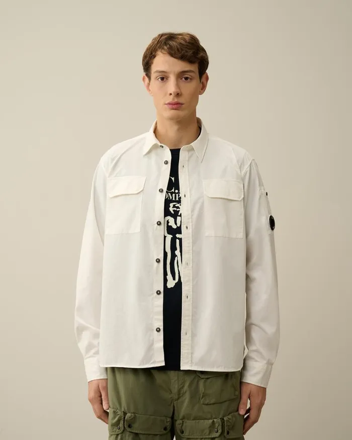 Man Gabardine Pockets Shirt Gauze White CP Company Shirt