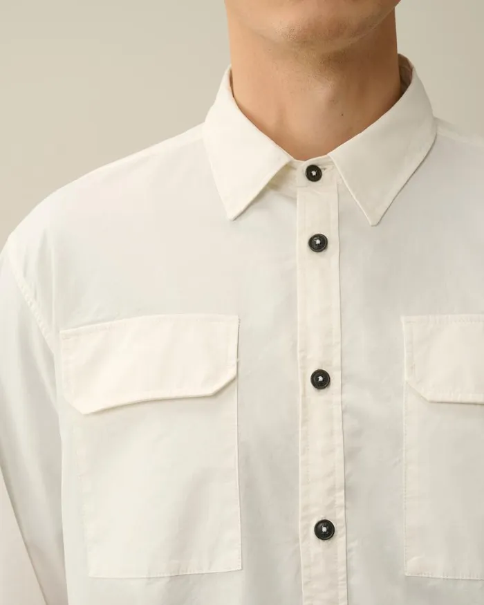 Man Gabardine Pockets Shirt Gauze White CP Company Shirt