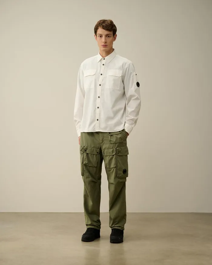 Man Gabardine Pockets Shirt Gauze White CP Company Shirt
