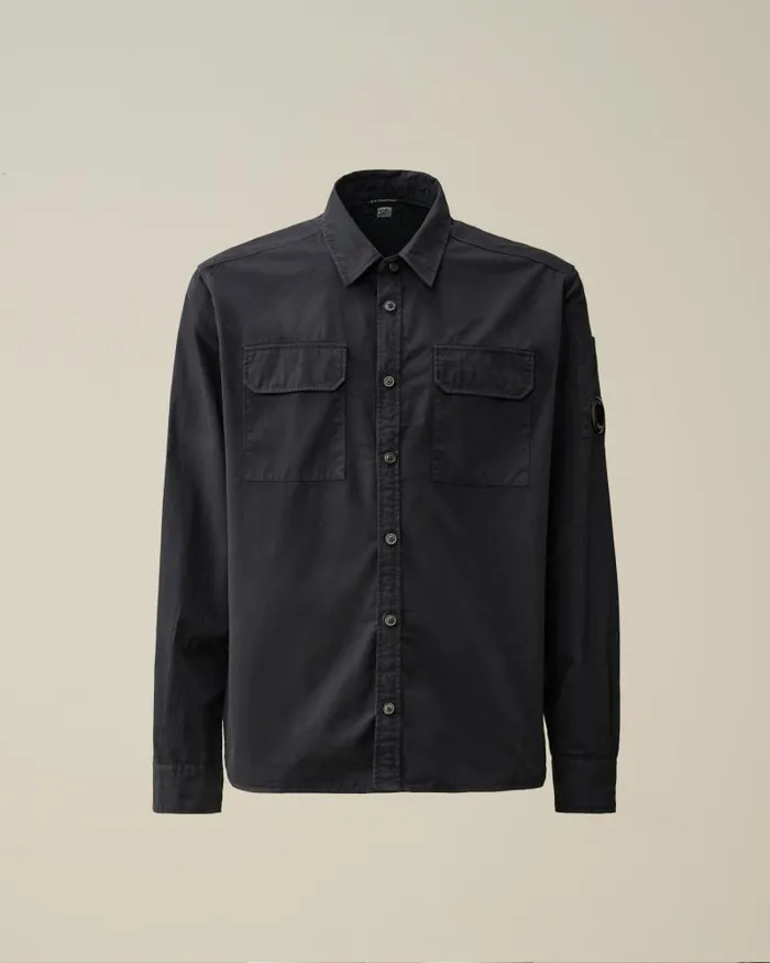 Man Gabardine Pockets Shirt Total Eclipse 8211 Blue CP Company Shirt