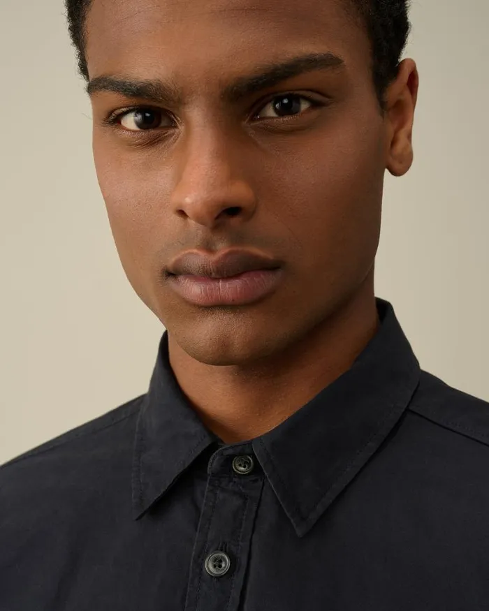Man Gabardine Pockets Shirt Total Eclipse 8211 Blue CP Company Shirt